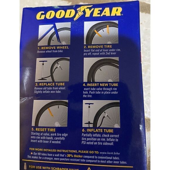 Goodyear 24 inch heavy duty 1.75 to 2.125 bicycle tube 30% thicker - Picture 3 of 4